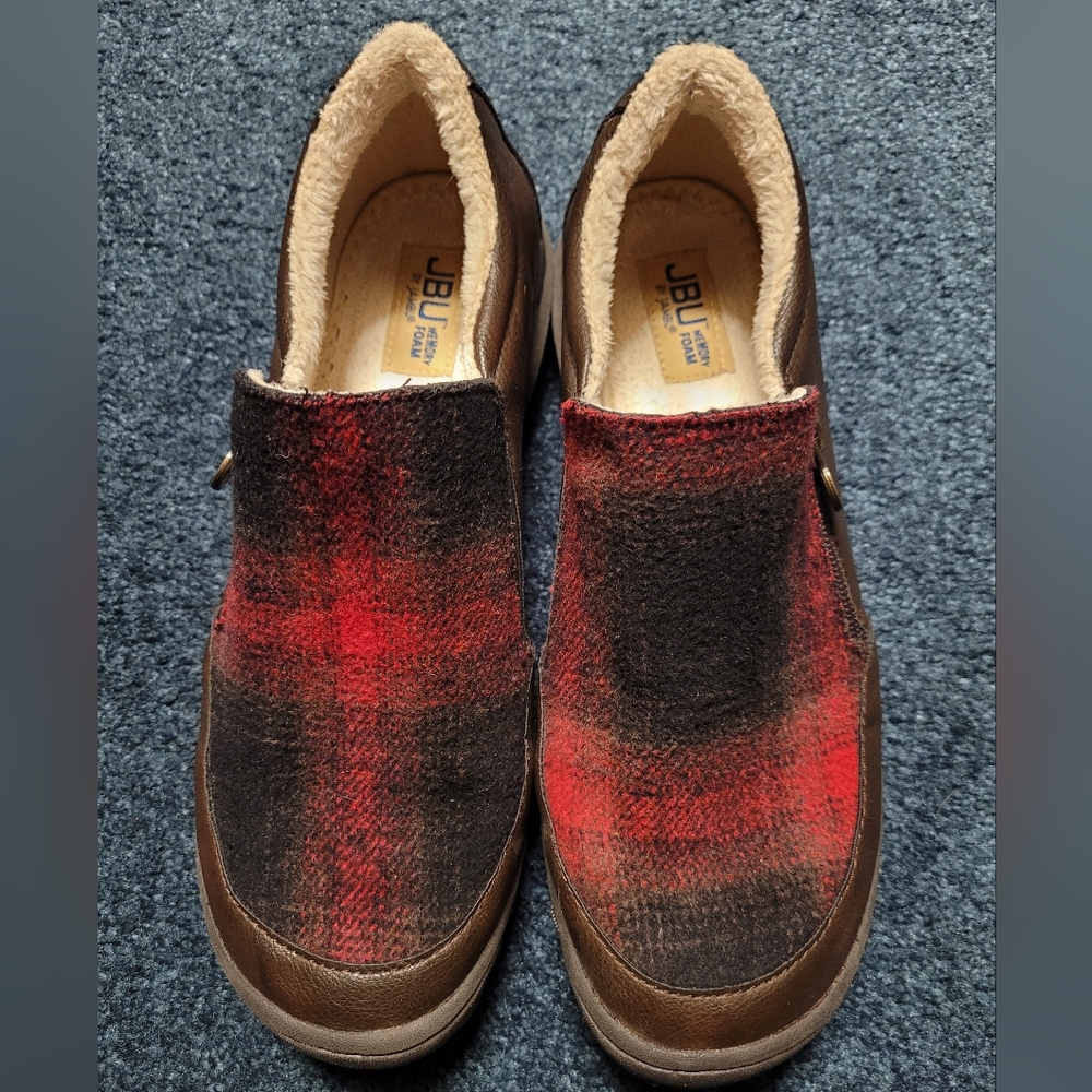 JBU Vegan Leather Red Plaid Slip-On Comfort Loafers